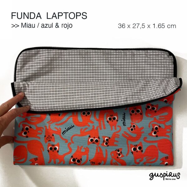 FUNDAS LAPTOP miau azul y rojo