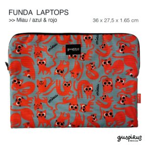 FUNDAS LAPTOP miau azul y rojo