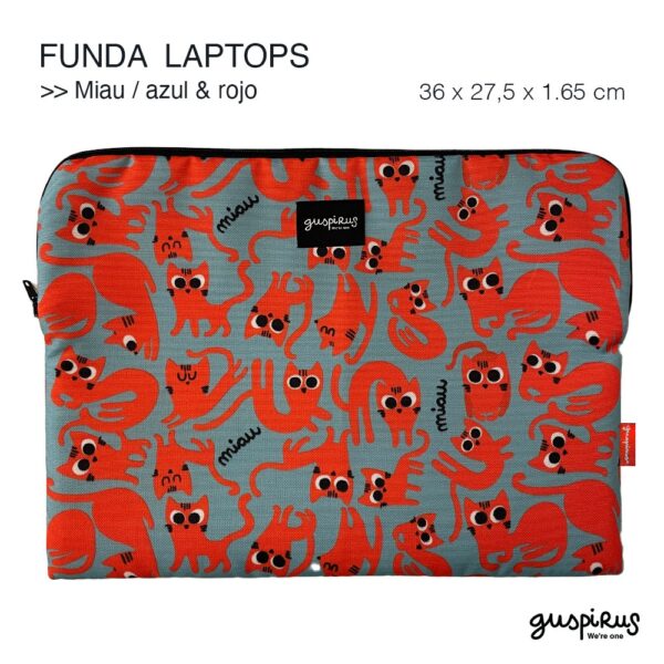 FUNDAS LAPTOP miau azul y rojo
