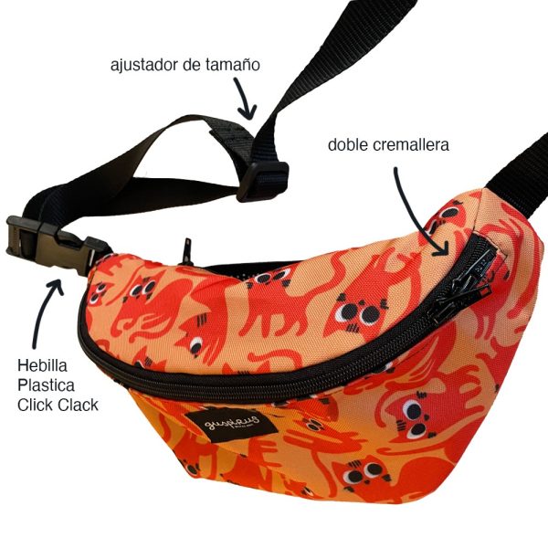 Riñonera Guspirus Miau Peach&Red - Imagen 3