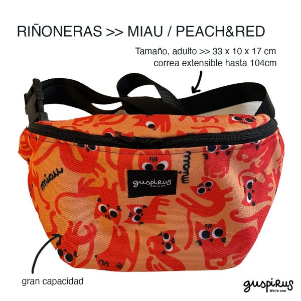 Riñonera Guspirus Miau Peach&Red - Imagen 2